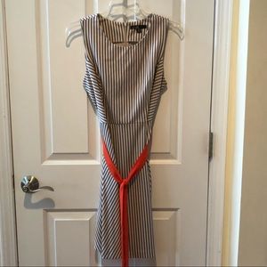 Cream and Black Dress w/ Orange Belt